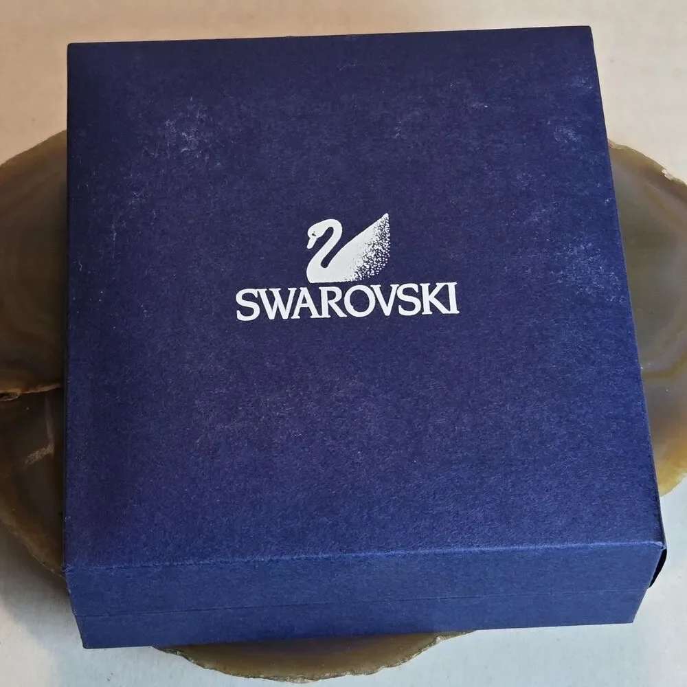 Vintage Swarovski Crystal Heart Locket Necklace Pink Clear Swan Box COA